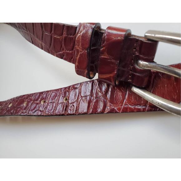 Garuglieri Italian Brown Genuine Crocodile Leather Belt Size M - Picture 3 of 7
